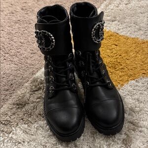 Black combat boots